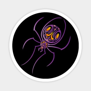 Purple and Gold Tattoo / Tribal Art Spider Magnet